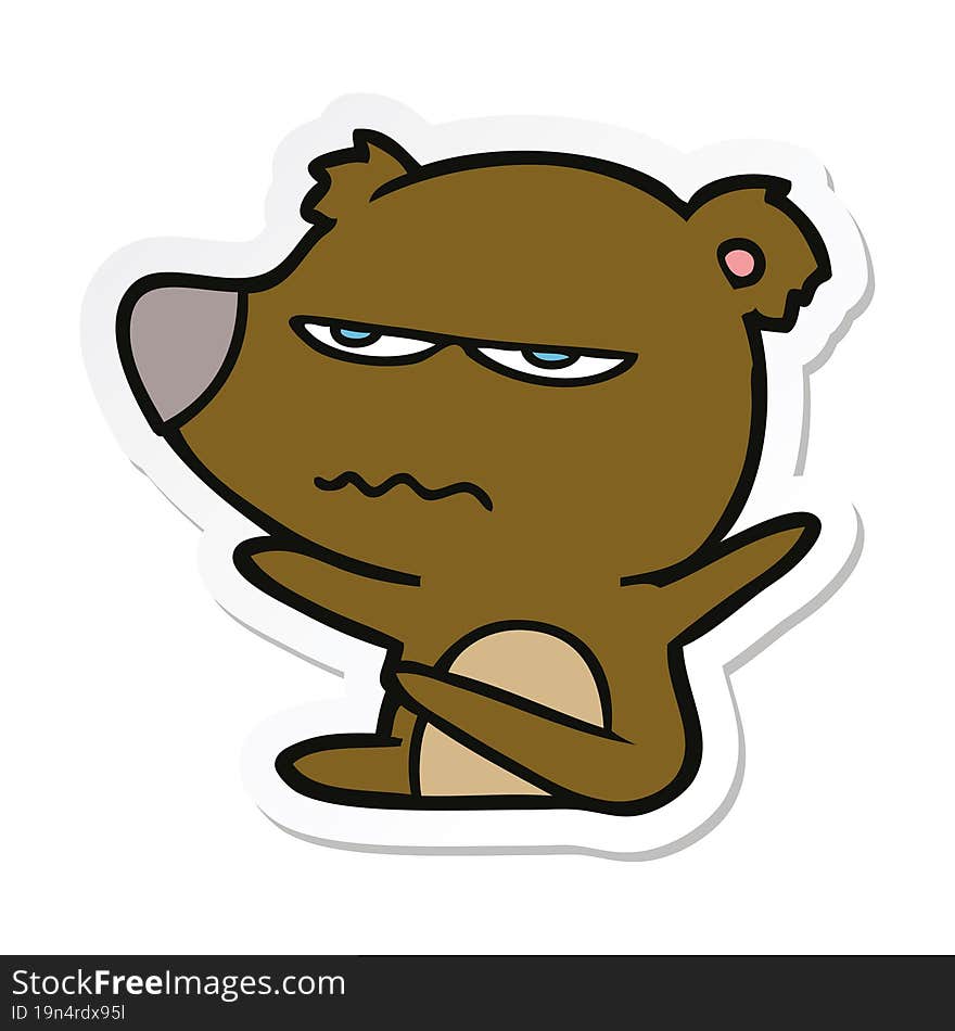 sticker of a angry bear cartoon