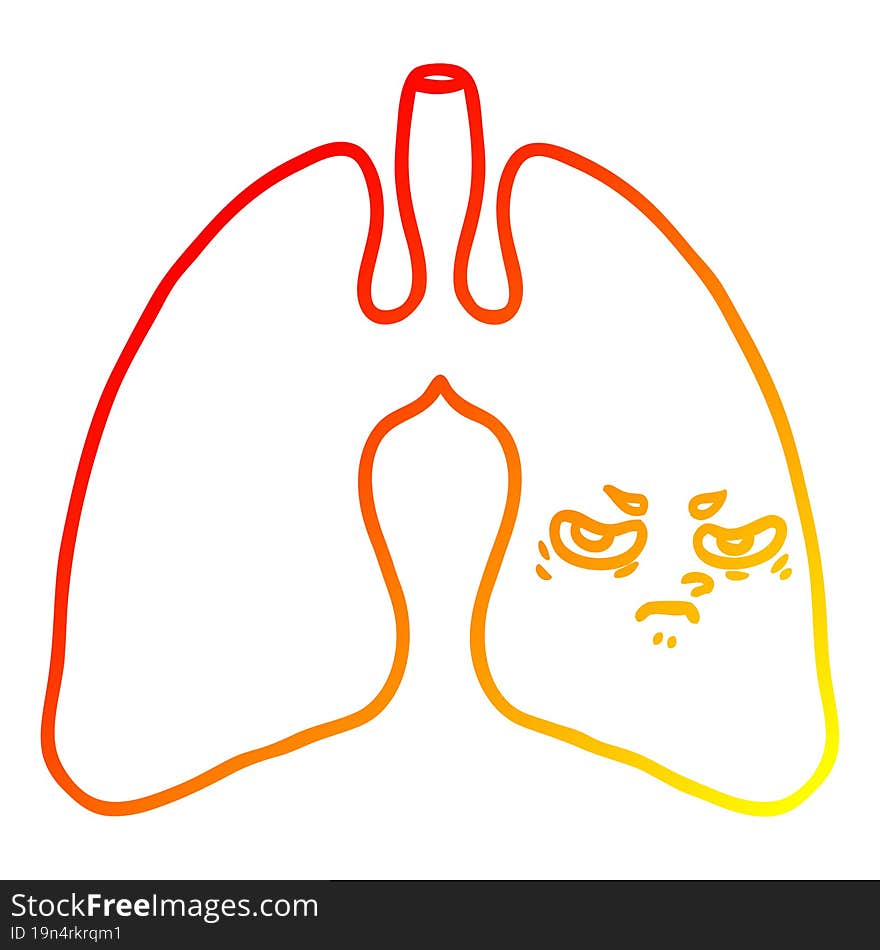 warm gradient line drawing cartoon lungs