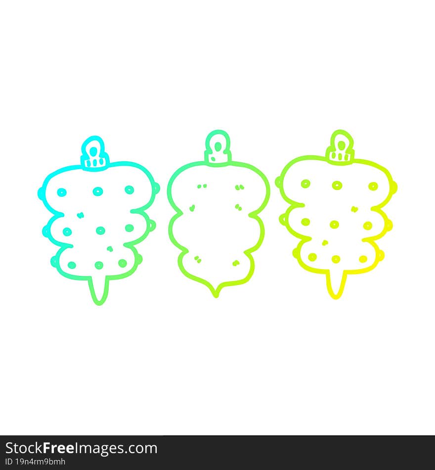 cold gradient line drawing of a cartoon christmas decorations