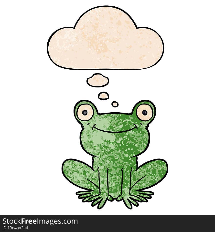 cartoon frog with thought bubble in grunge texture style. cartoon frog with thought bubble in grunge texture style