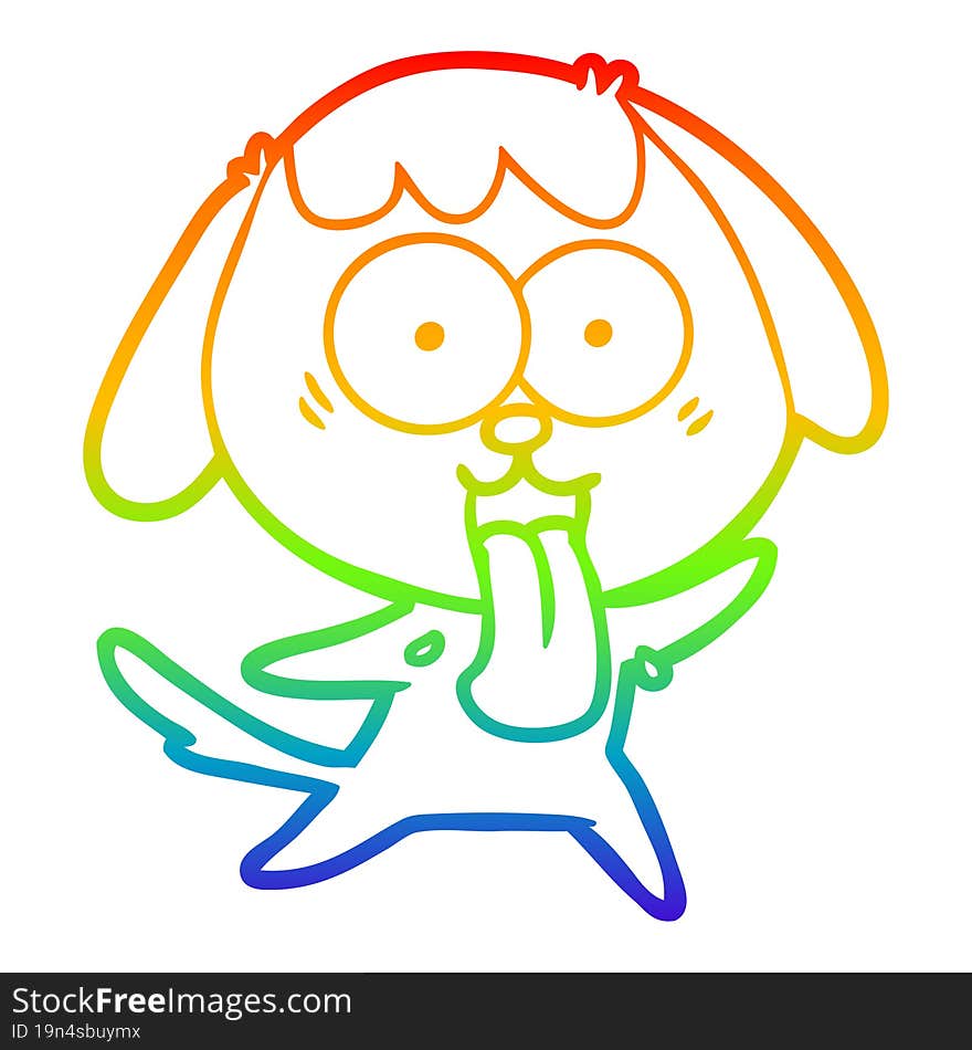 rainbow gradient line drawing of a cute cartoon dog