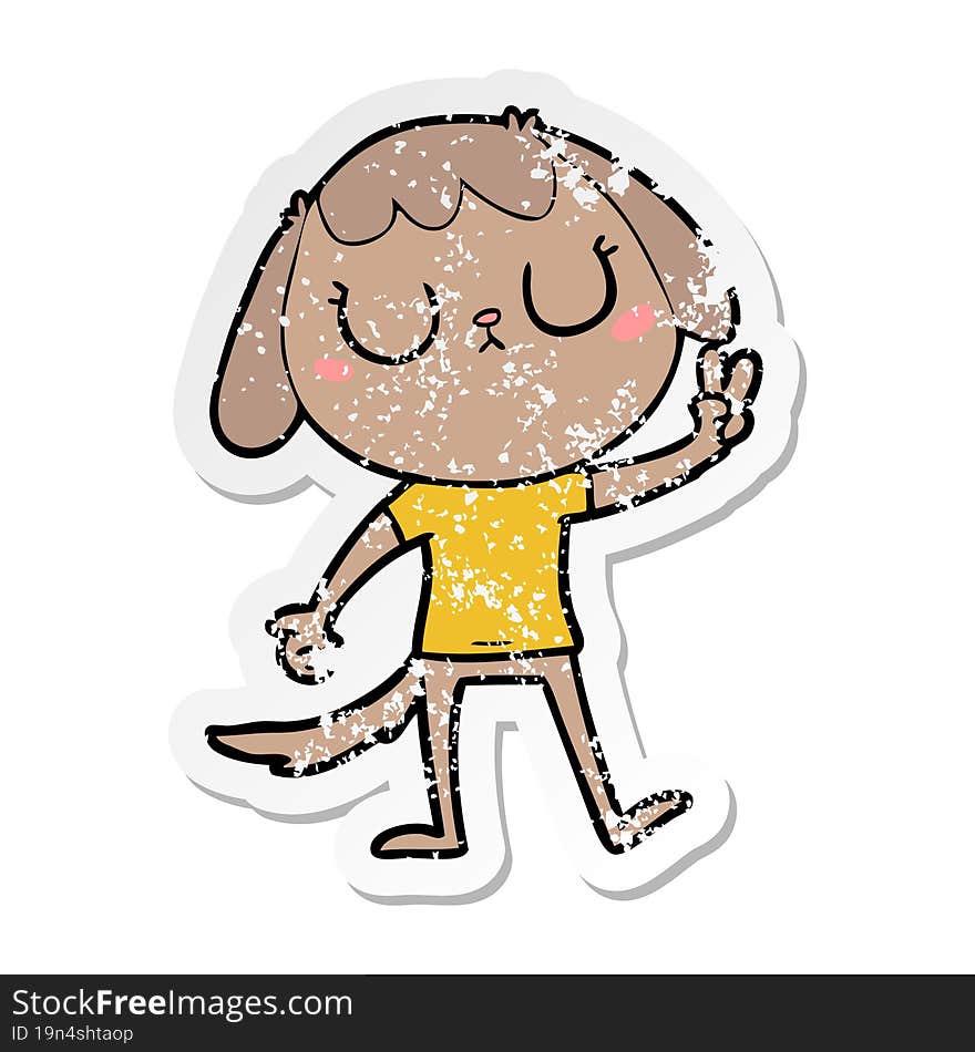 Distressed Sticker Of A Cute Cartoon Dog