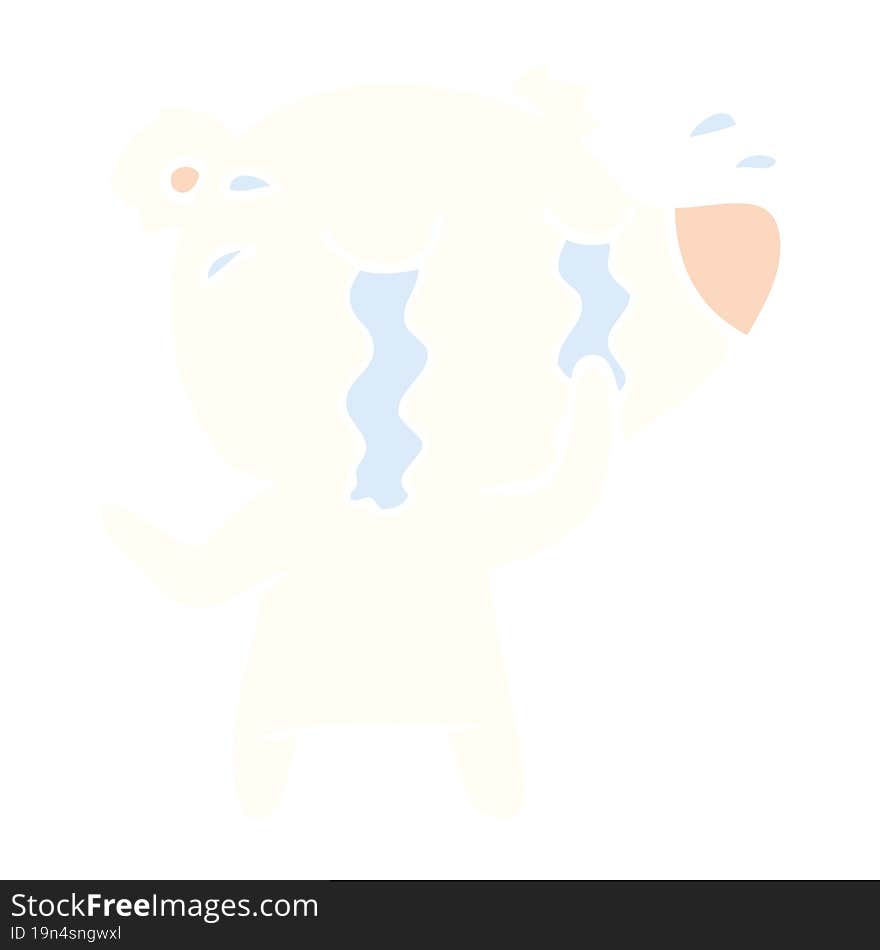 flat color style cartoon crying polar bear