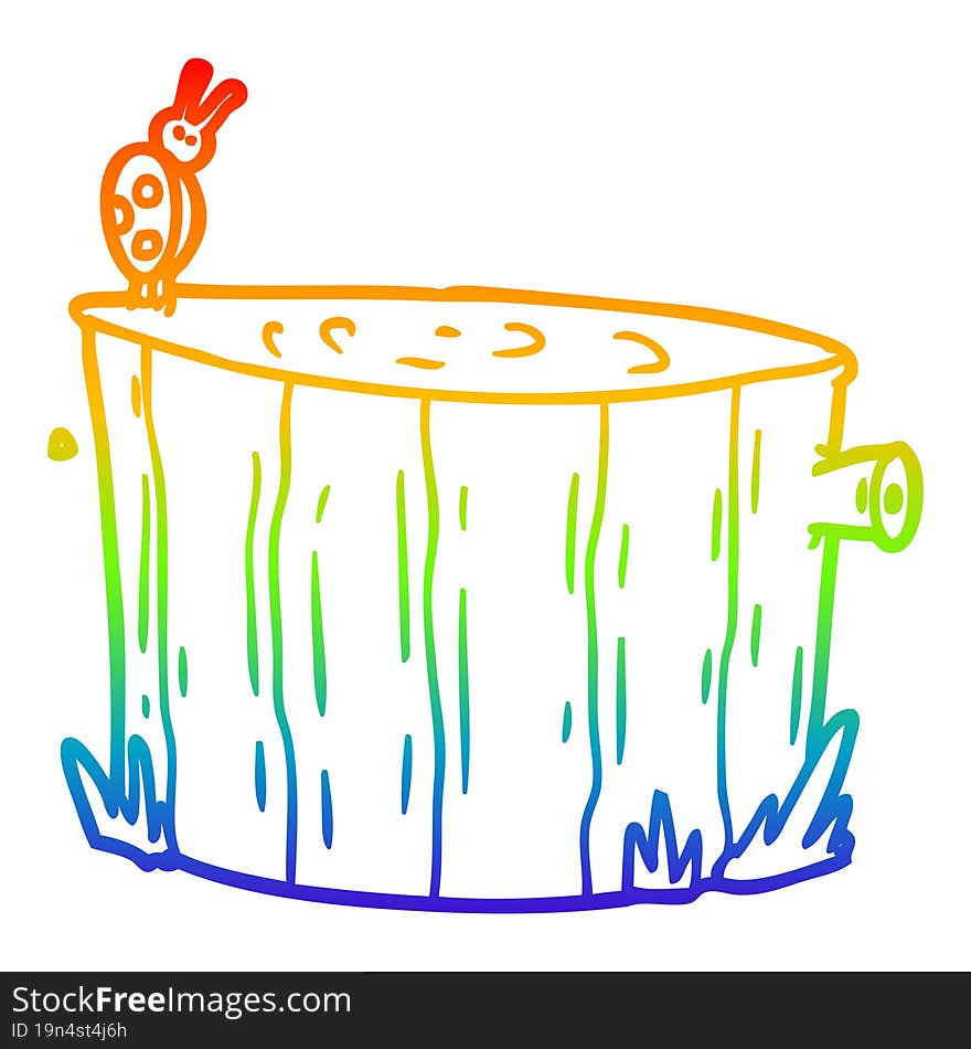 rainbow gradient line drawing cartoon tree stump