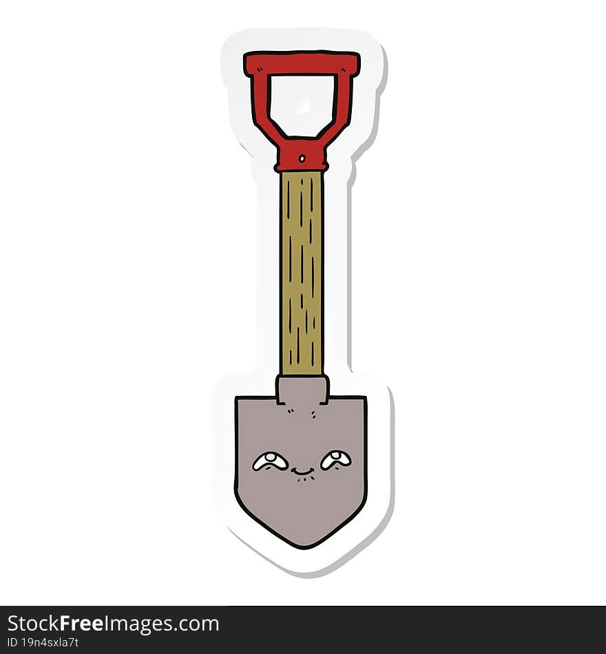 Sticker Of A Cartoon Shovel