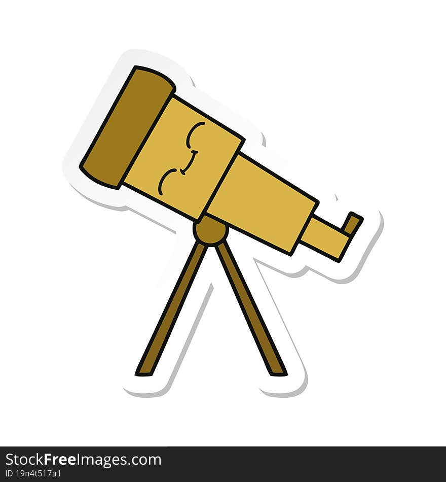 sticker of a cute cartoon telescope