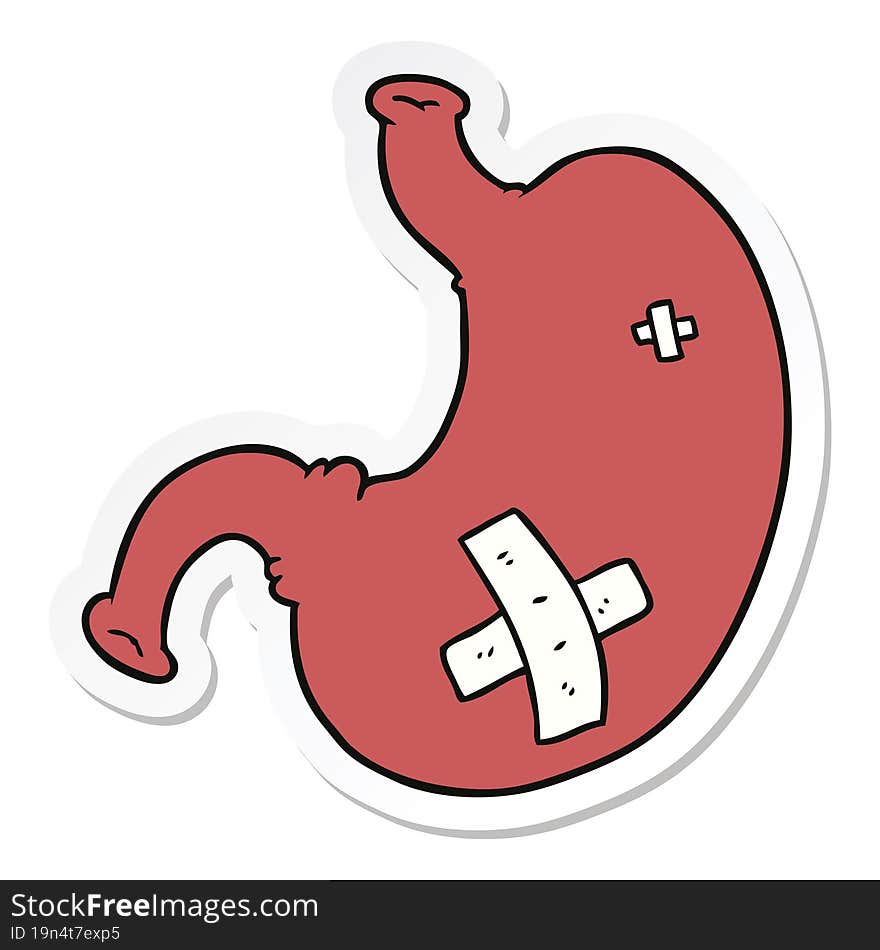 sticker of a cartoon stomach