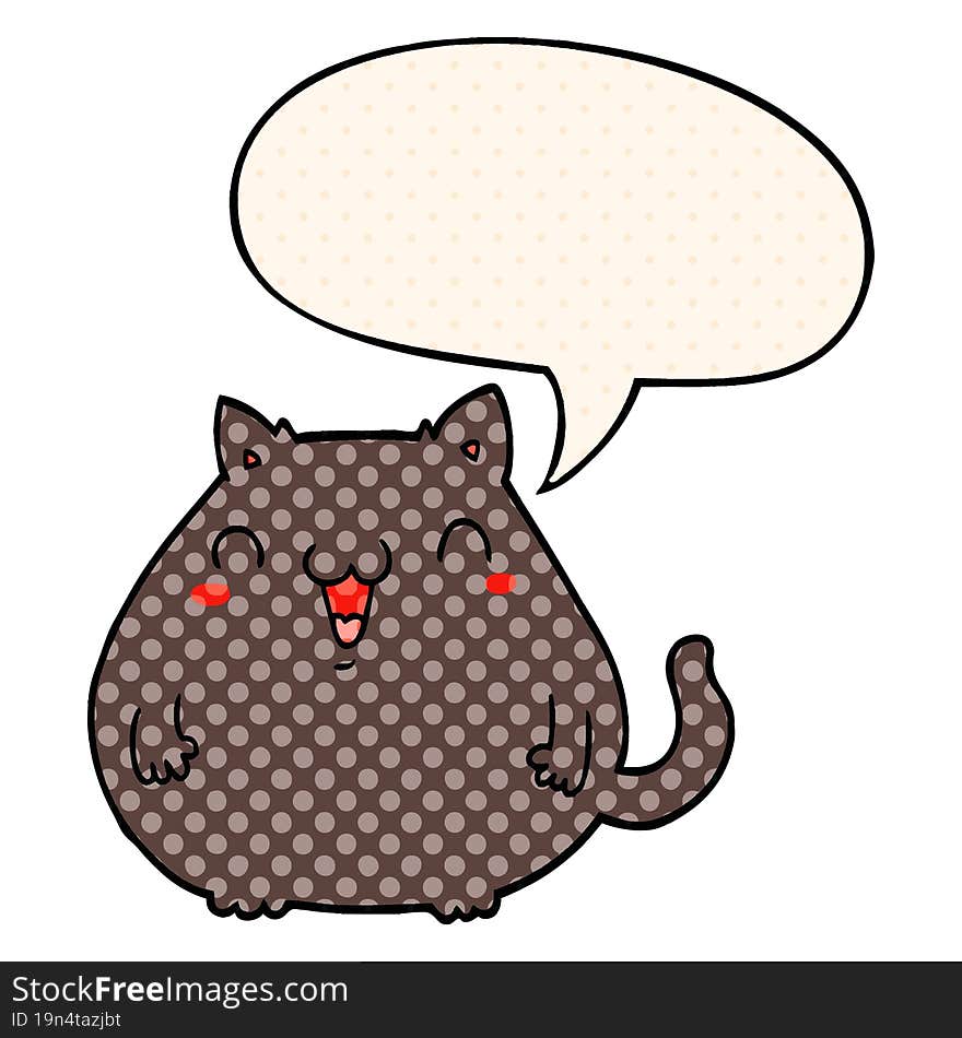 cartoon cat with speech bubble in comic book style