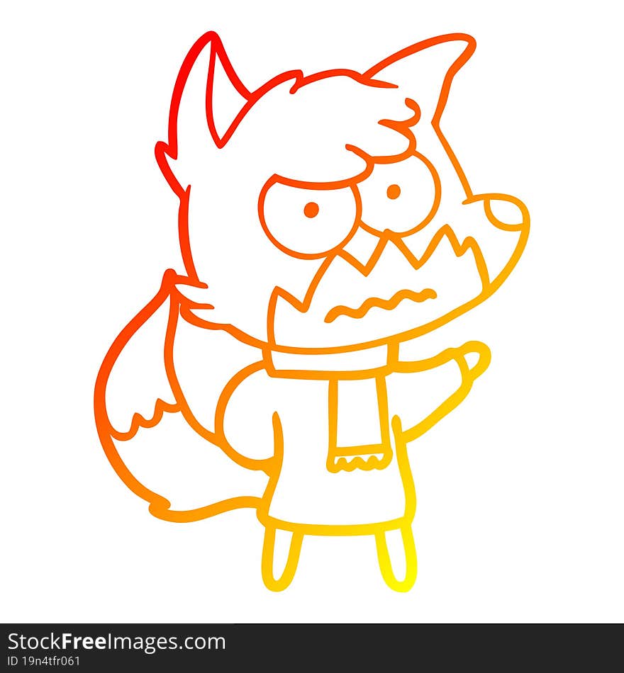 warm gradient line drawing cartoon annoyed fox