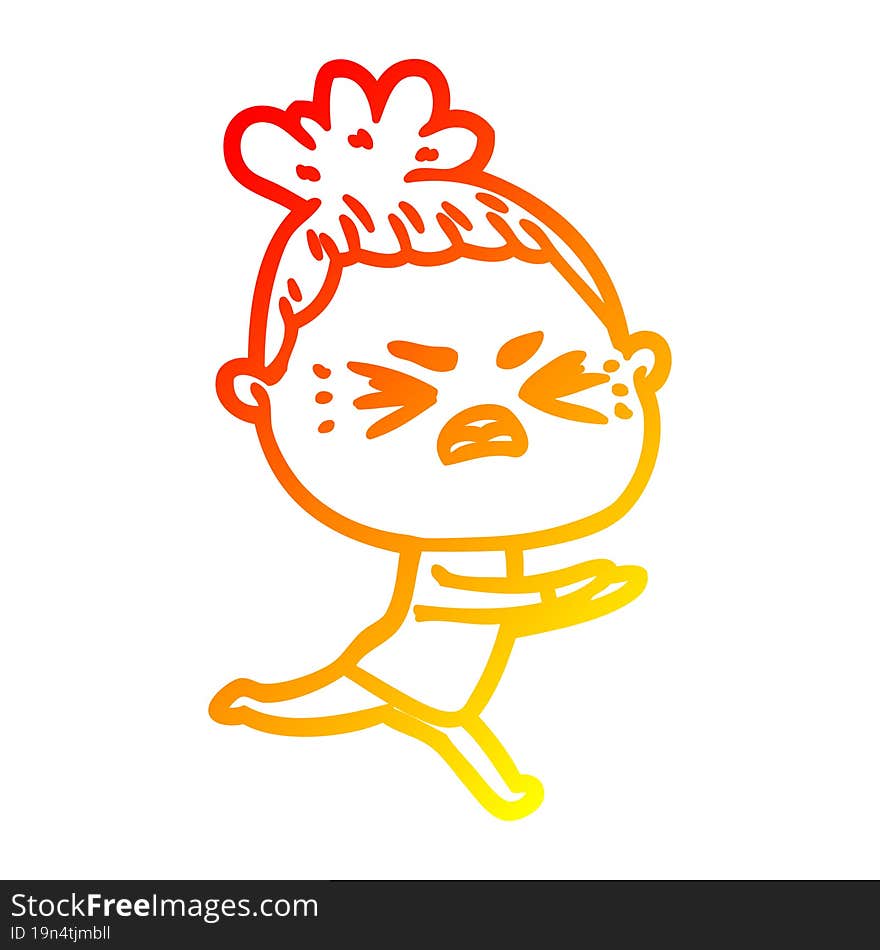 warm gradient line drawing cartoon angry woman