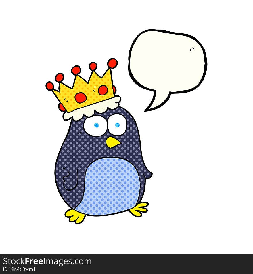 Comic Book Speech Bubble Cartoon Emperor Penguin