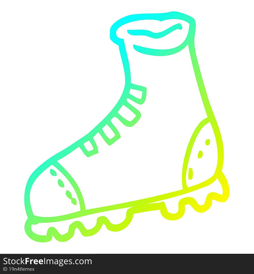 cold gradient line drawing cartoon walking boot