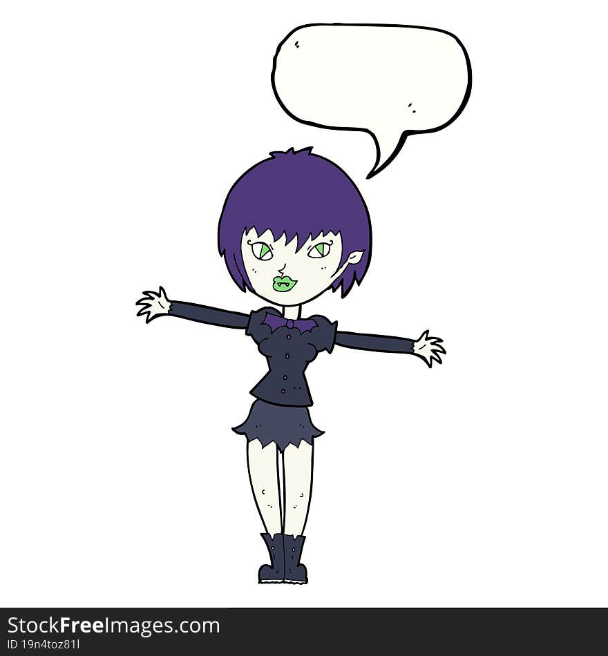 Cartoon Vampire Girl With Speech Bubble