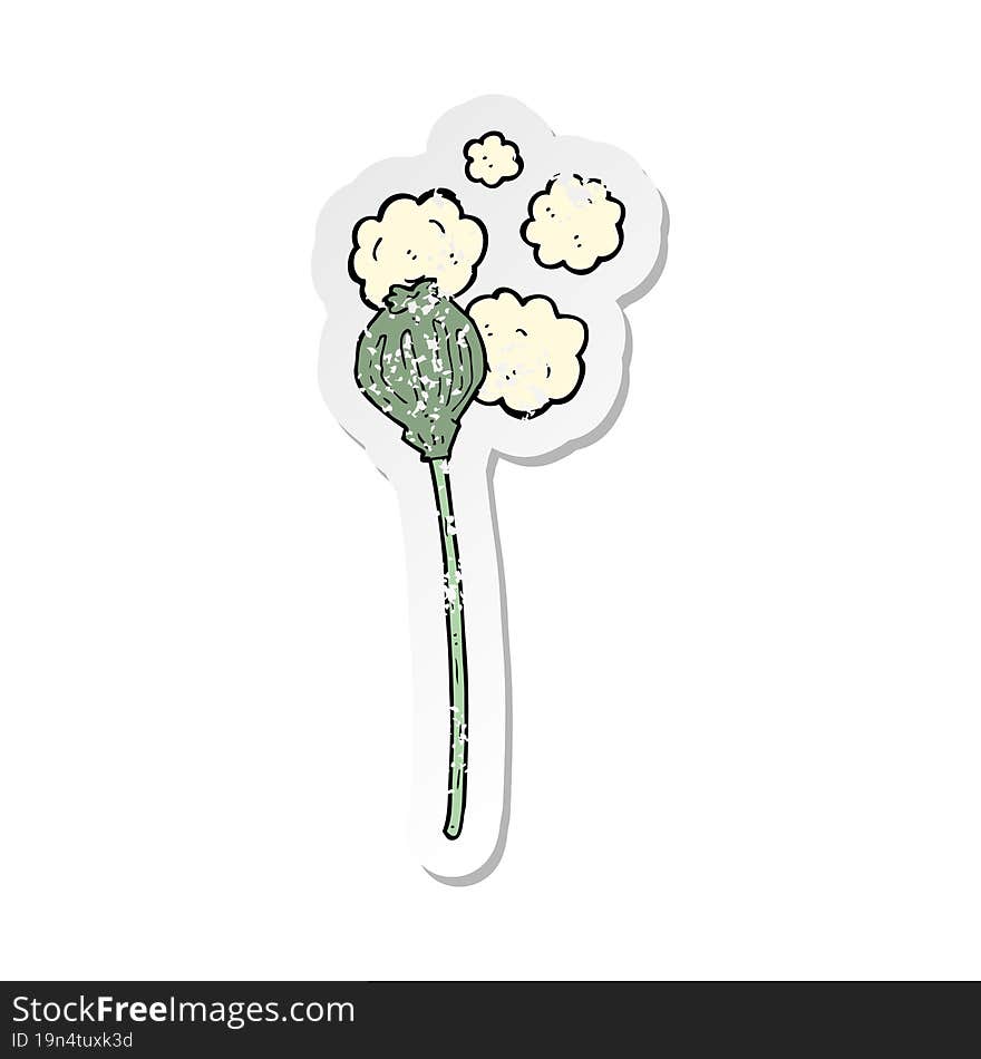 Retro Distressed Sticker Of A Cartoon Dried Poppy