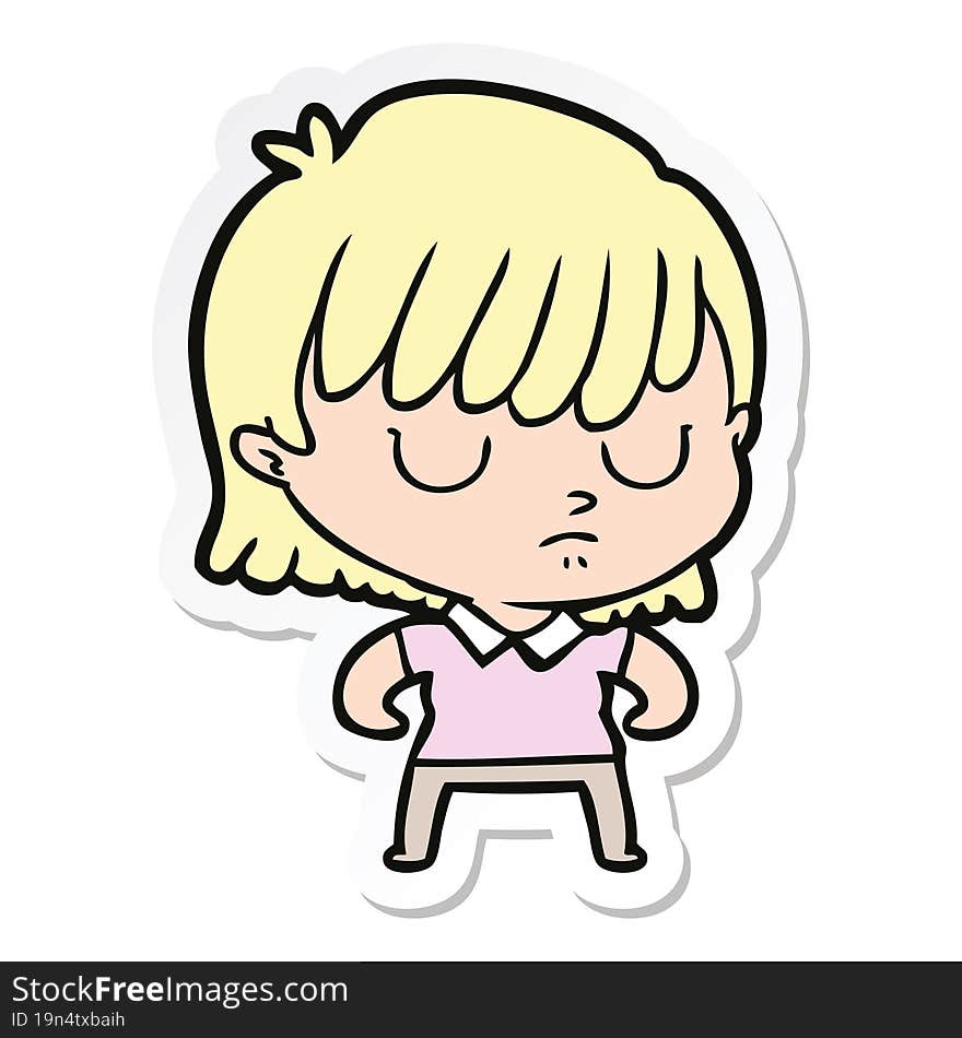 sticker of a cartoon woman