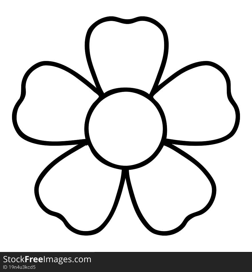 black line tattoo of a flower