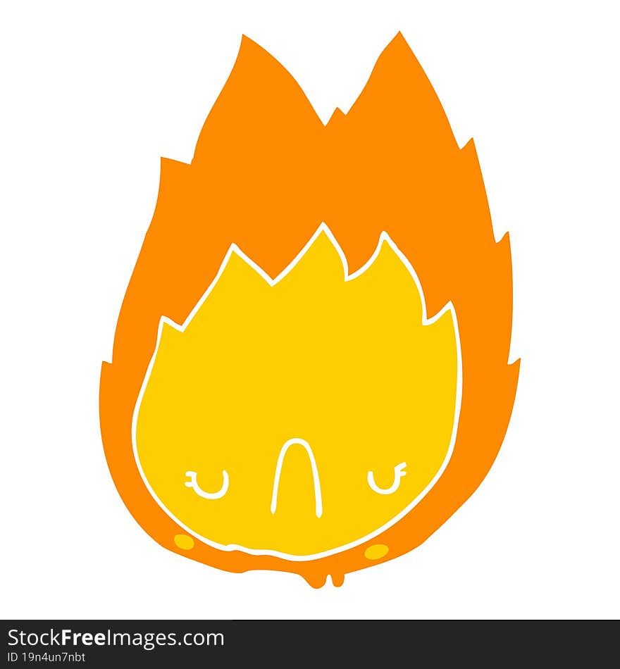 flat color style cartoon unhappy flame