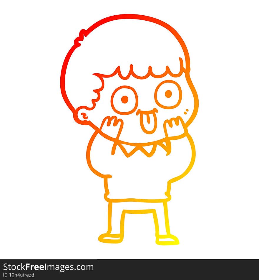 warm gradient line drawing cartoon man staring