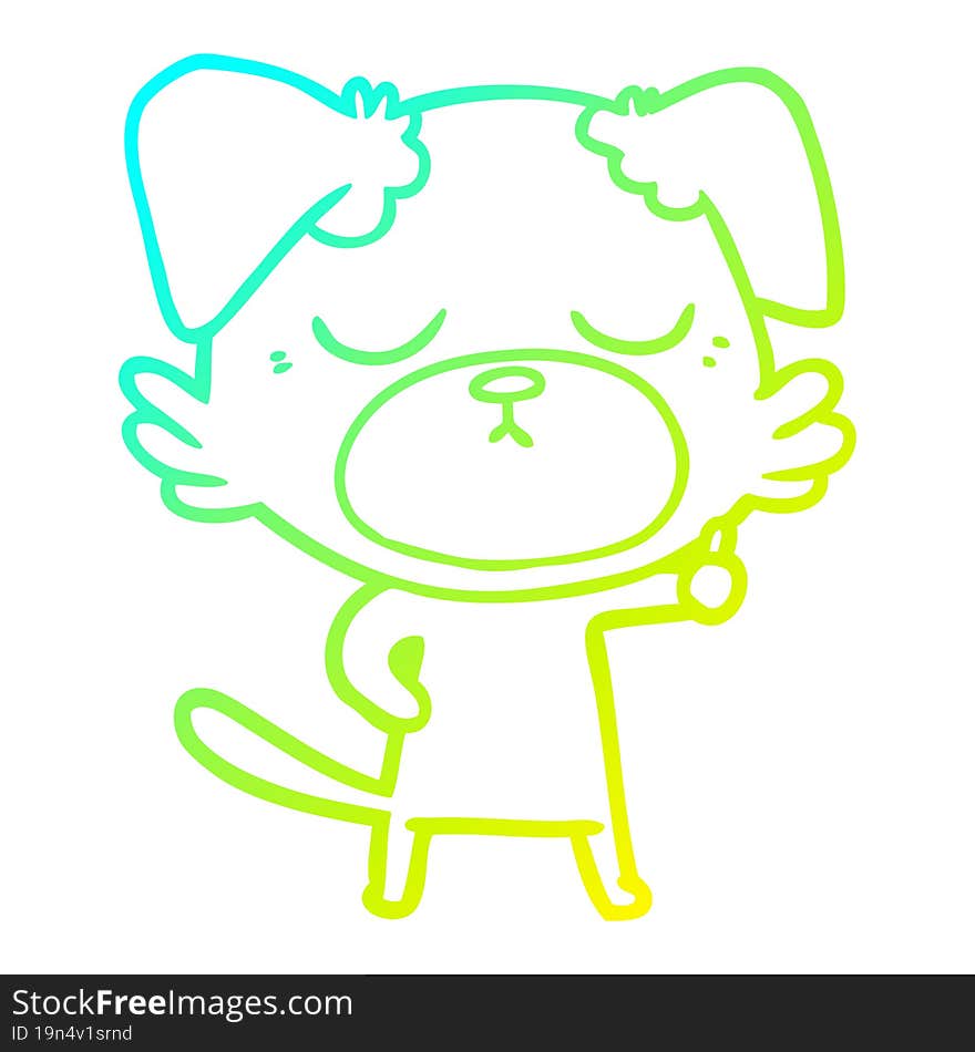 cold gradient line drawing of a cute cartoon dog