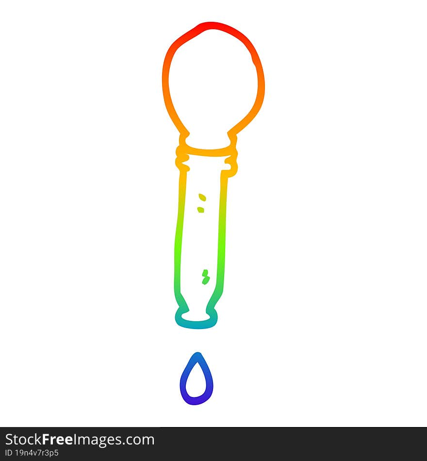 rainbow gradient line drawing of a cartoon dripping pipette