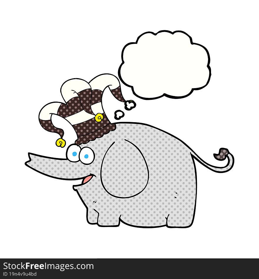 Thought Bubble Cartoon Elephant Wearing Circus Hat