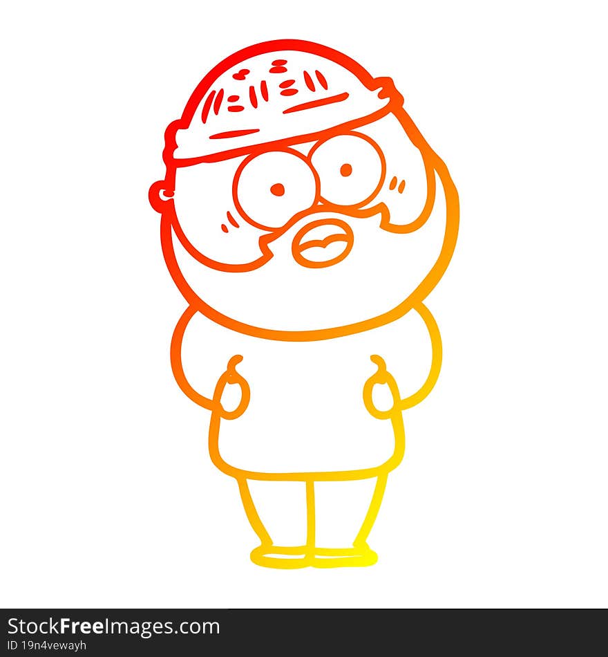 warm gradient line drawing cartoon surprised bearded man