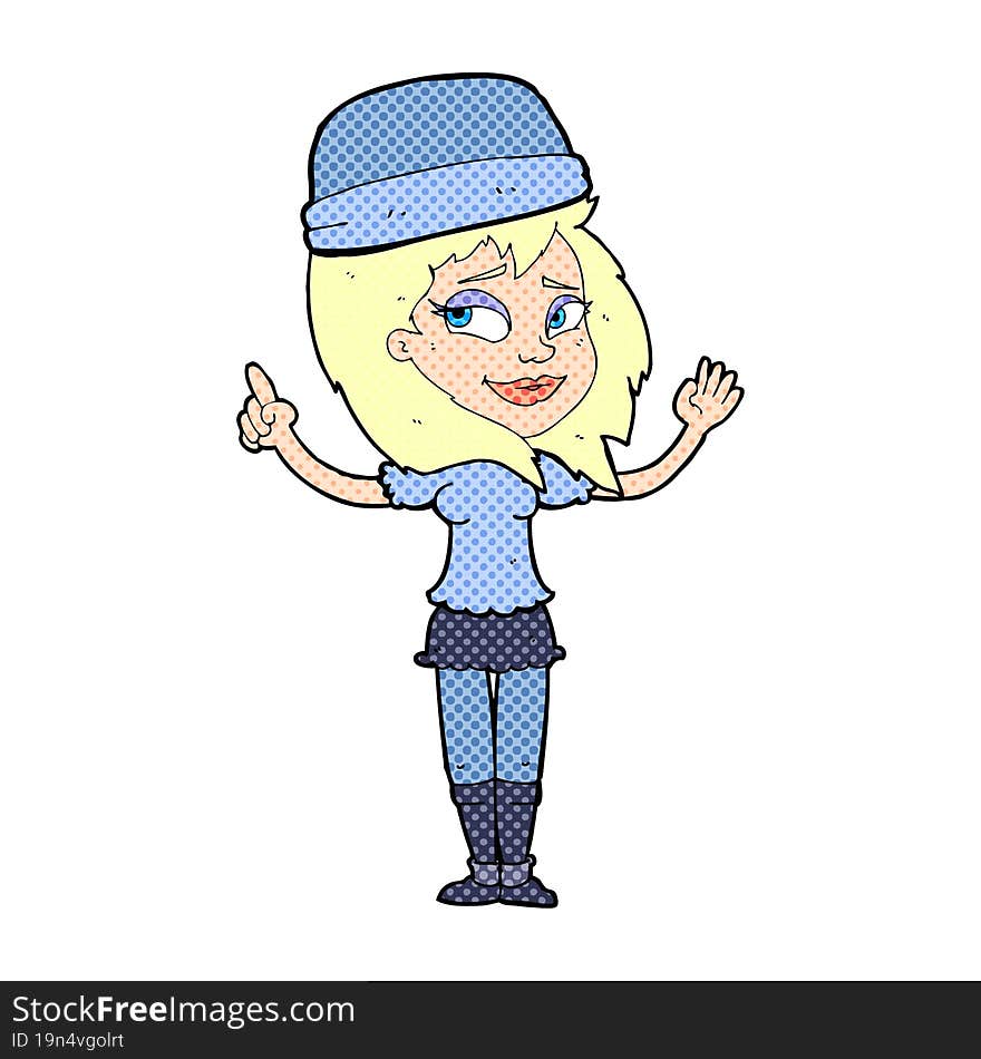 cartoon woman in hat