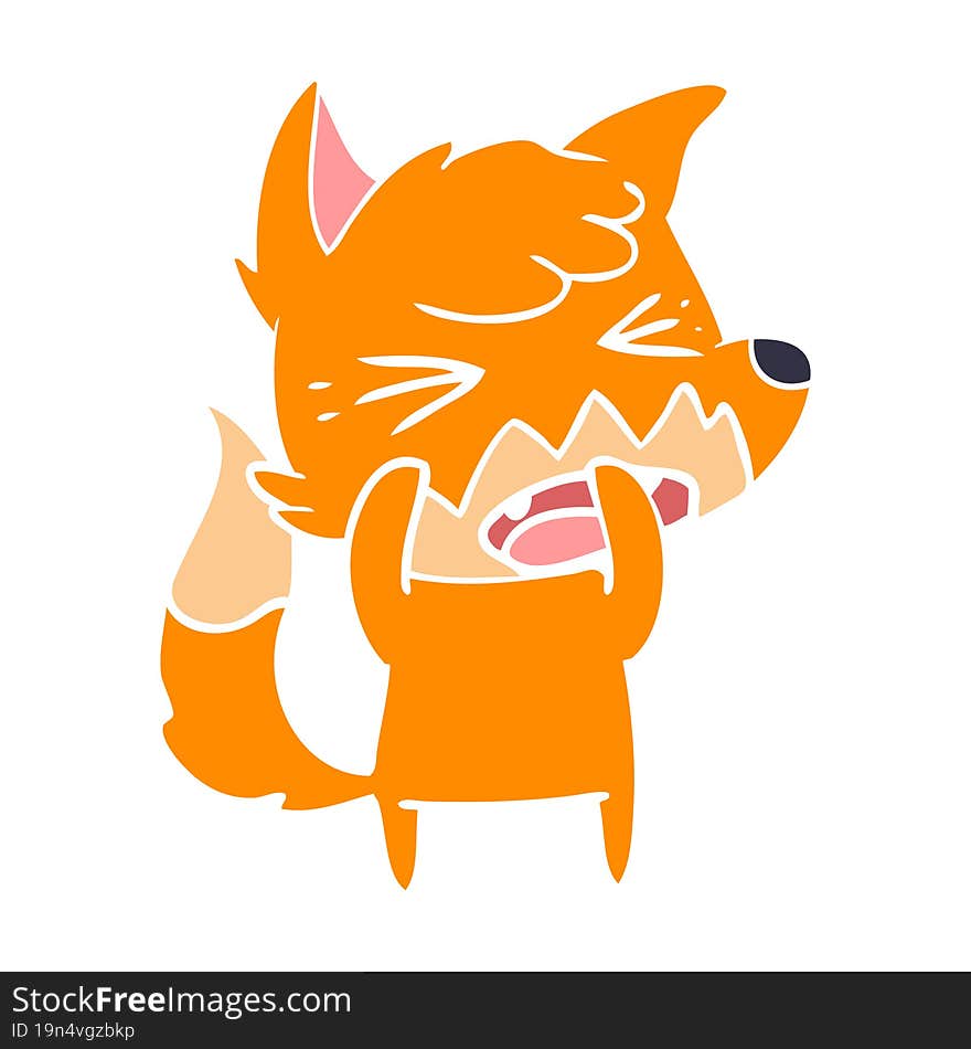 angry flat color style cartoon fox