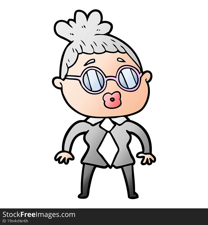 cartoon office woman wearing spectacles. cartoon office woman wearing spectacles