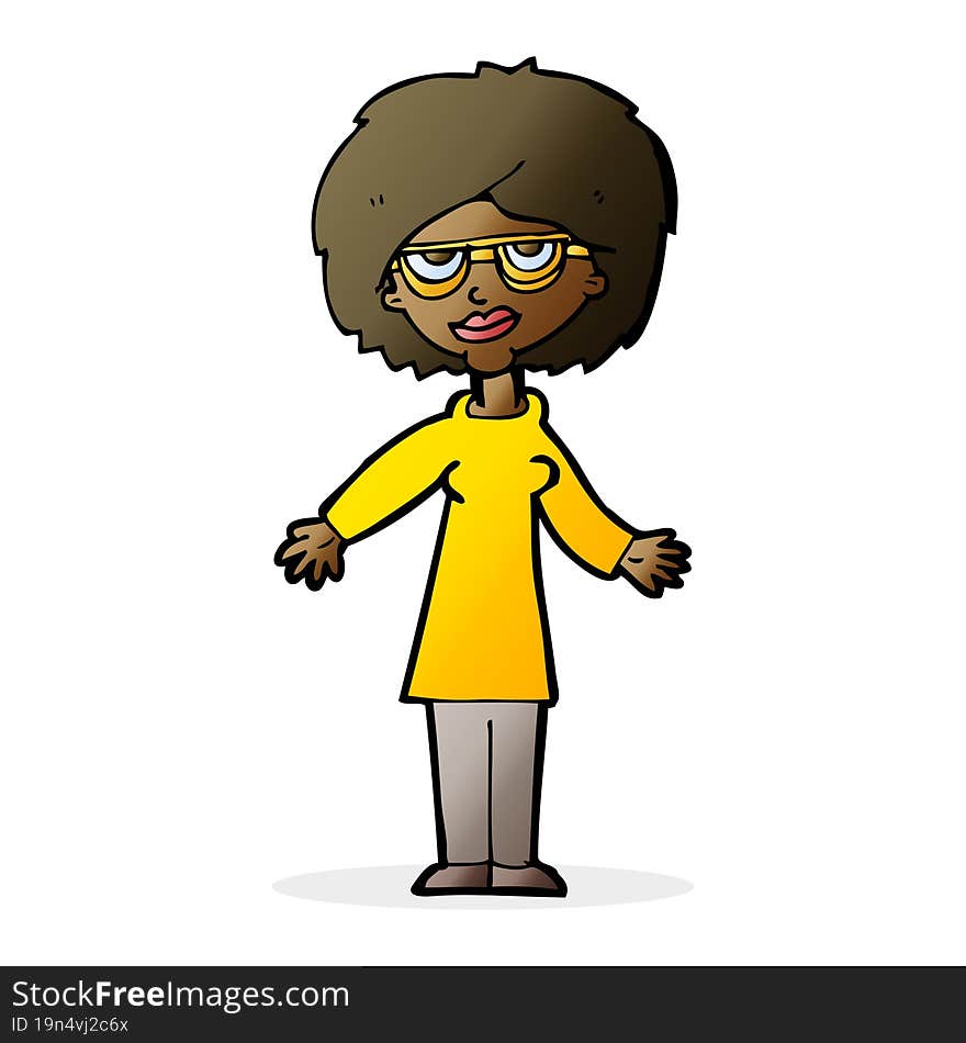 cartoon woman wearing glasses