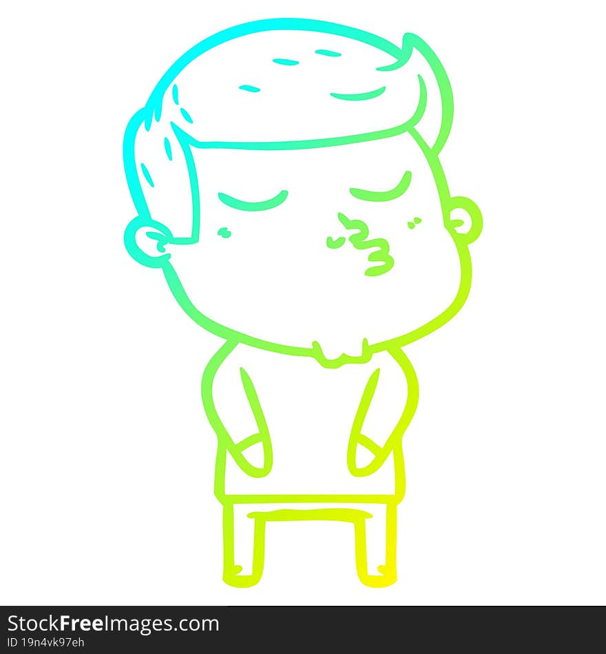 cold gradient line drawing cartoon model guy pouting