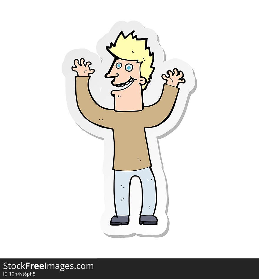 sticker of a cartoon excited man