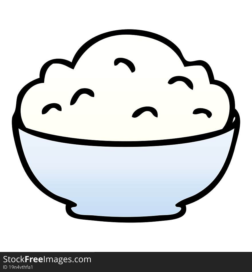 quirky gradient shaded cartoon bowl of mash