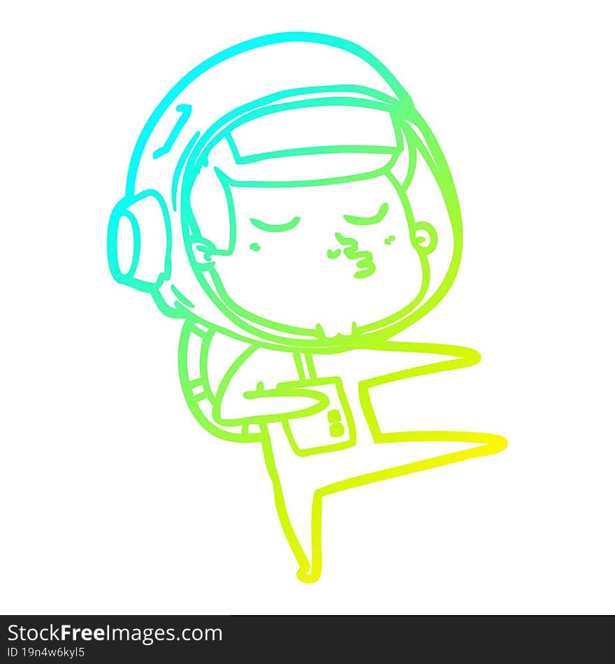 cold gradient line drawing cartoon confident astronaut