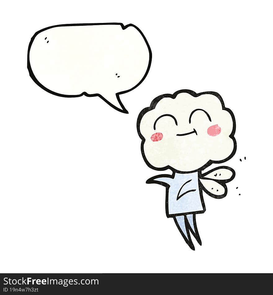 Speech Bubble Textured Cartoon Cute Cloud Head Imp