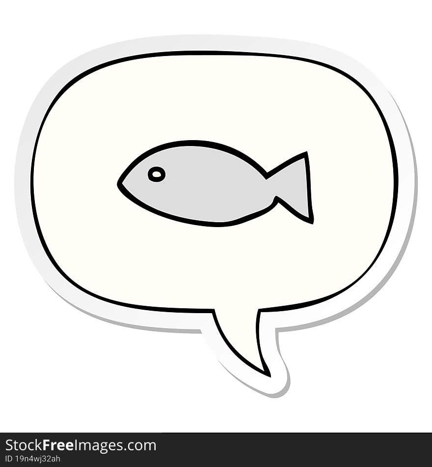 Cartoon Fish Symbol And Speech Bubble Sticker