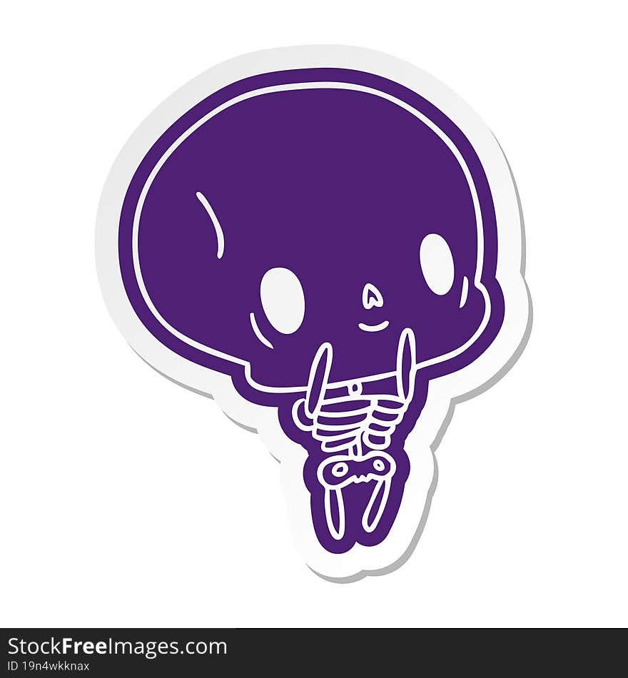 Cartoon Sticker Kawaii Cute Dead Skeleton