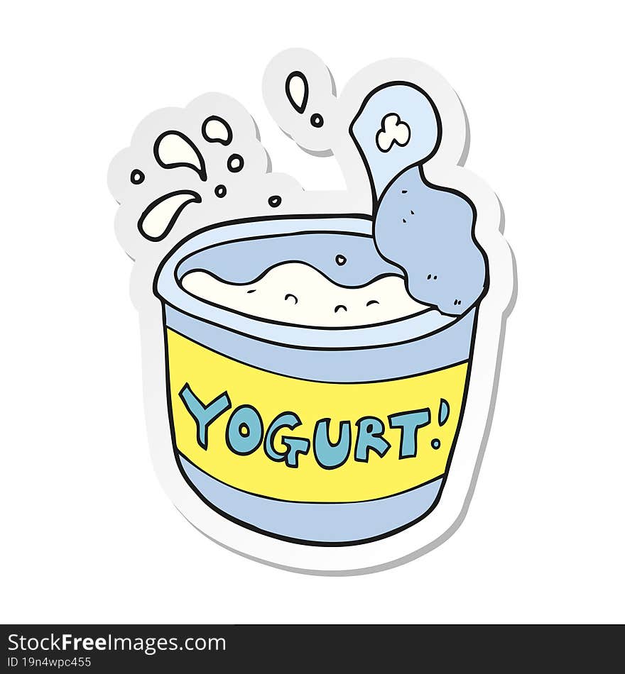 sticker of a cartoon yogurt