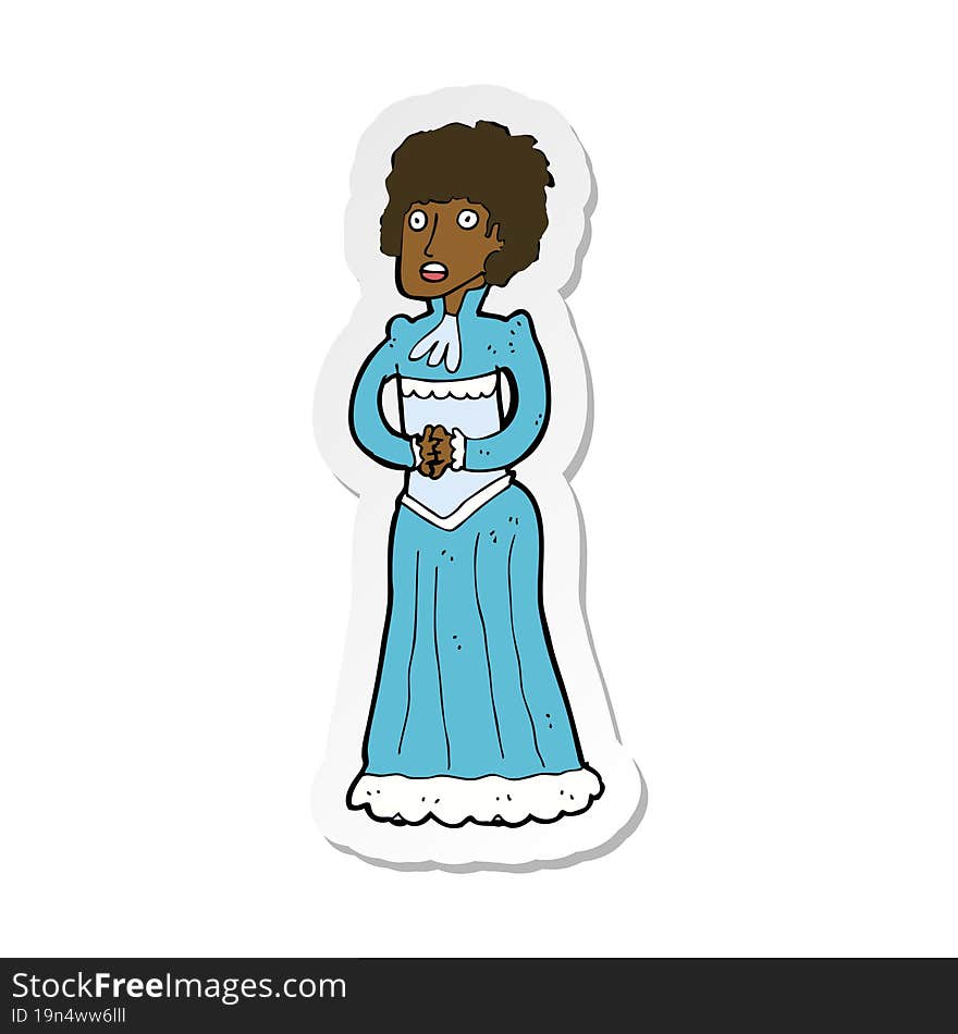 sticker of a cartoon shocked victorian woman