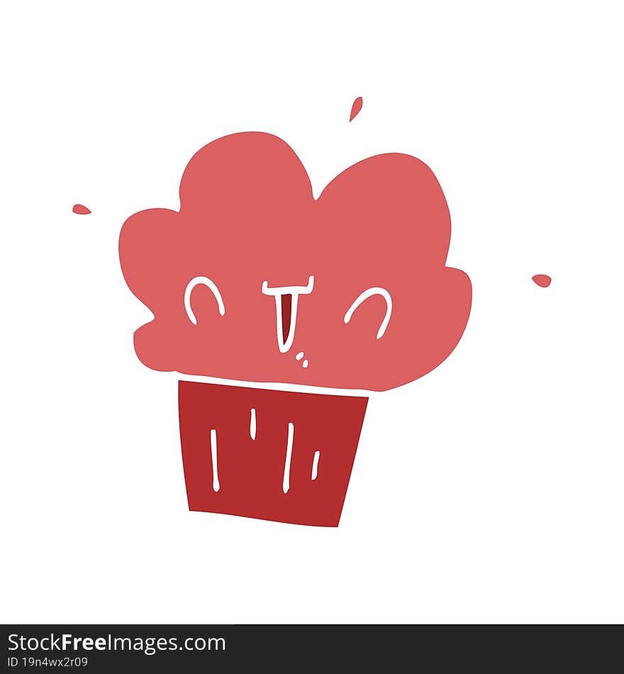 Flat Color Style Cartoon Cupcake