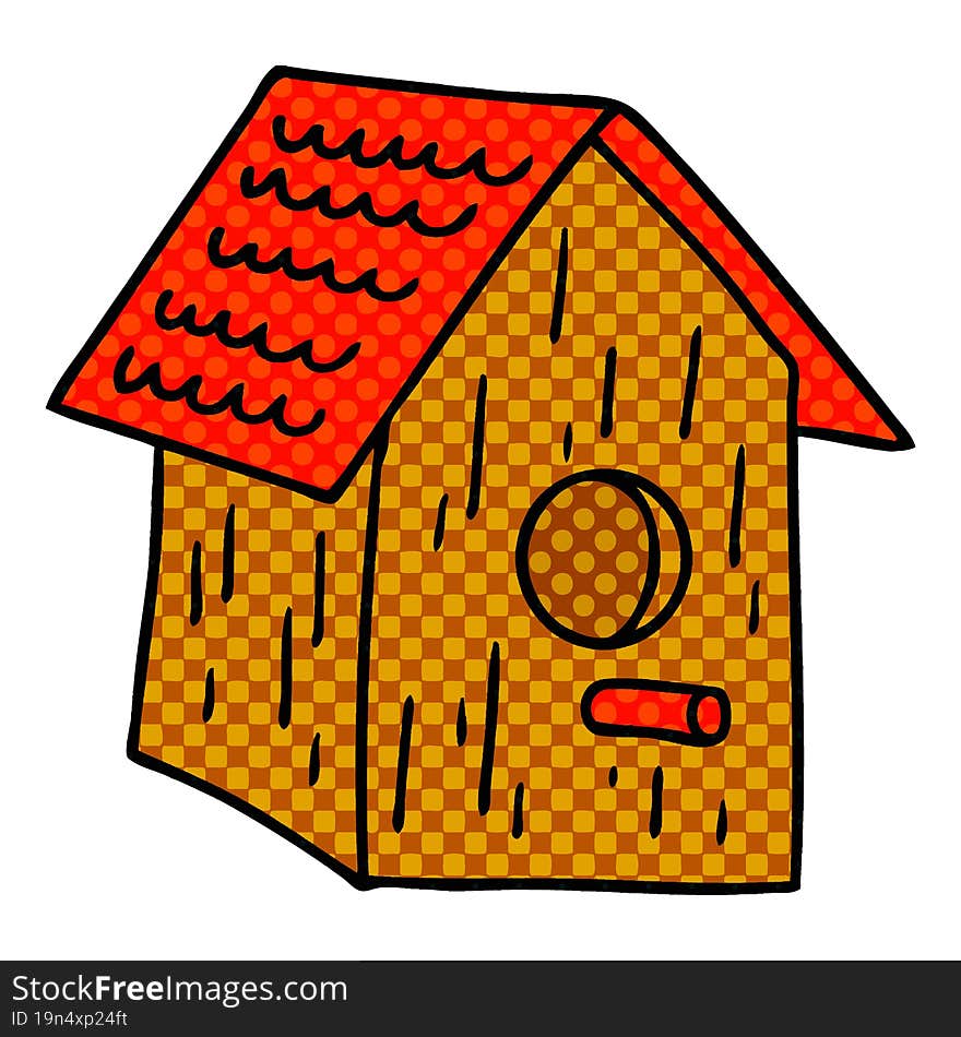 cartoon doodle of a wooden bird house