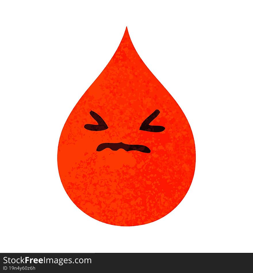 retro illustration style quirky cartoon emotional blood drop. retro illustration style quirky cartoon emotional blood drop