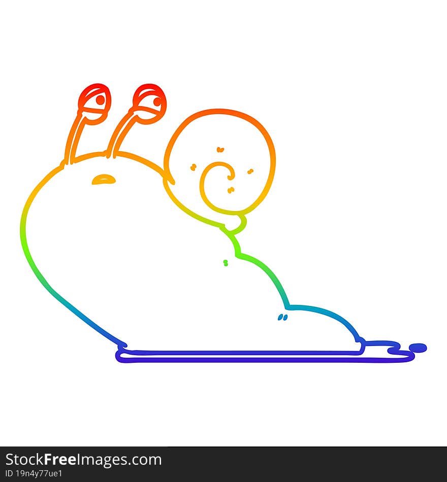 rainbow gradient line drawing cartoon slug