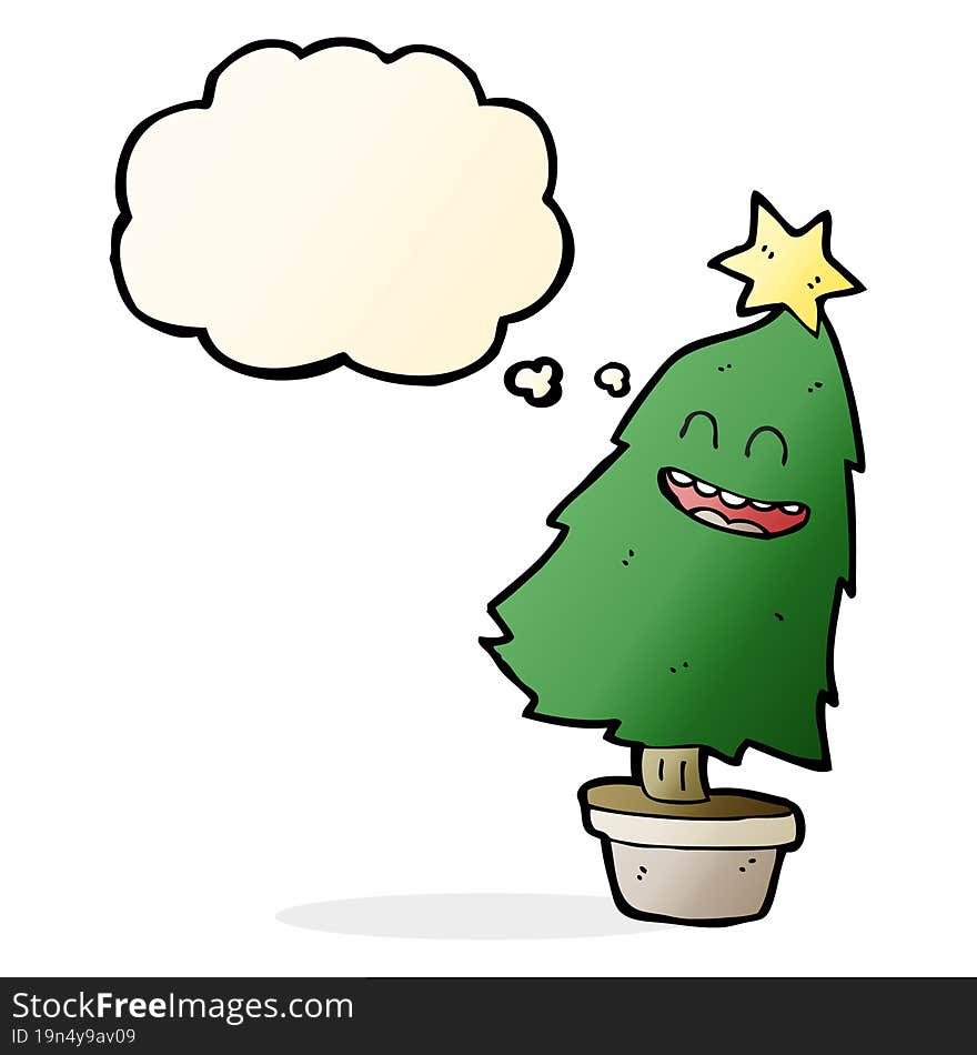 Cartoon Dancing Christmas Tree With Thought Bubble