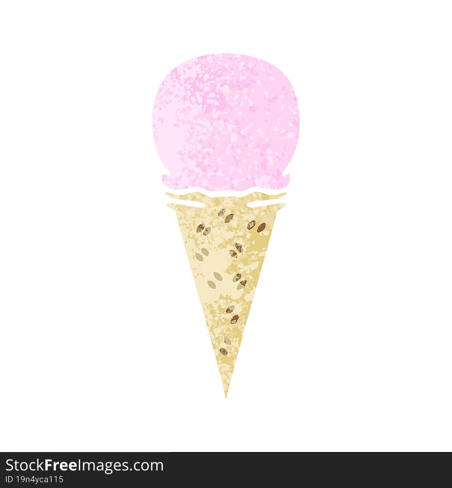 quirky retro illustration style cartoon strawberry ice cream cone