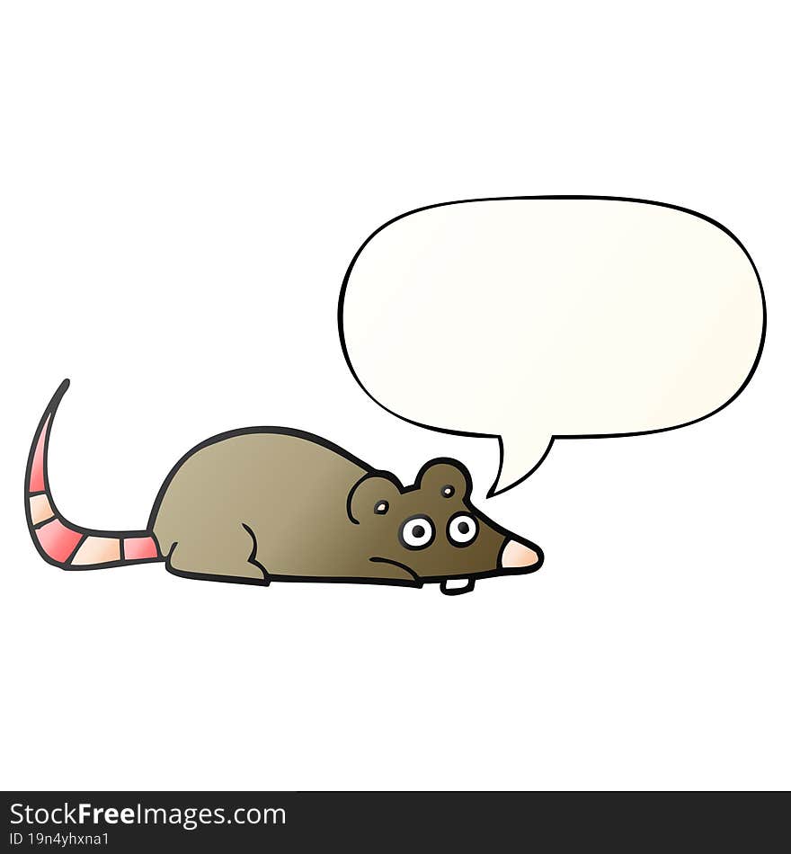 cartoon mouse and speech bubble in smooth gradient style