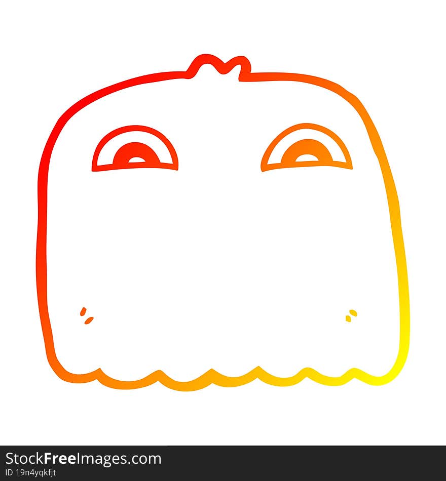 warm gradient line drawing of a cartoon ghost