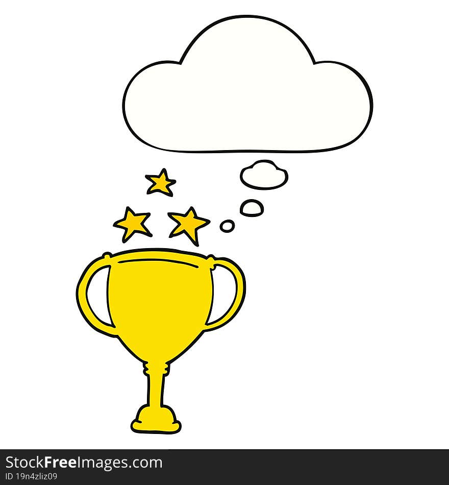 cartoon sports trophy with thought bubble. cartoon sports trophy with thought bubble