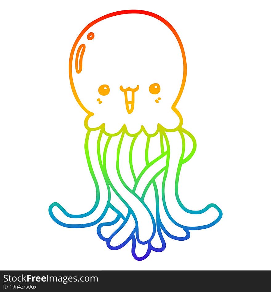 rainbow gradient line drawing cartoon jellyfish