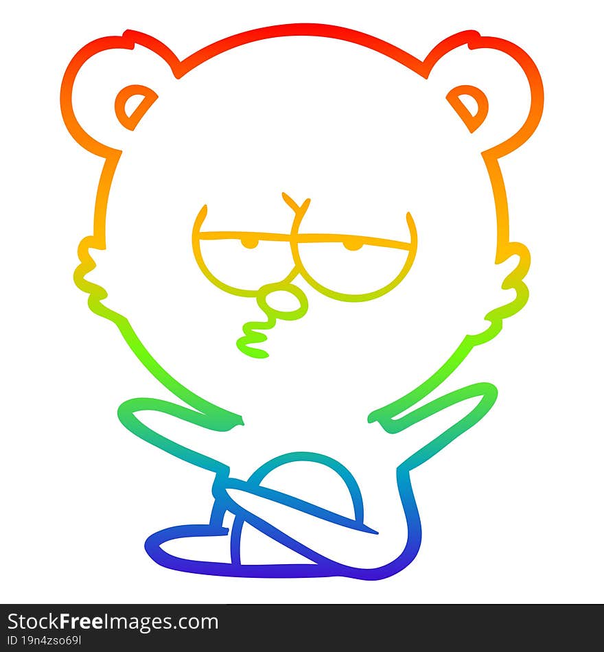 rainbow gradient line drawing bored bear cartoon